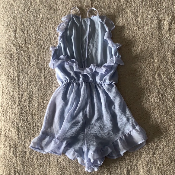 H&M Ruffled Crepe Light Blue Romper - Picture 4 of 5